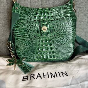 Brahmin Leia Parakeet Crossbody with Dragonfly charm